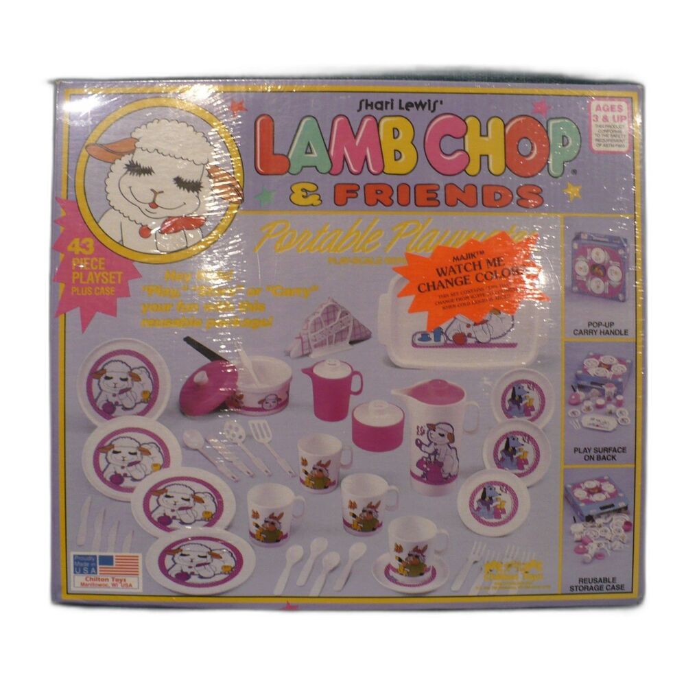 RARE 1993 Shari Lewis' Lamb Chop & Friends Christmas Toy Playmates Tea Set  NIB